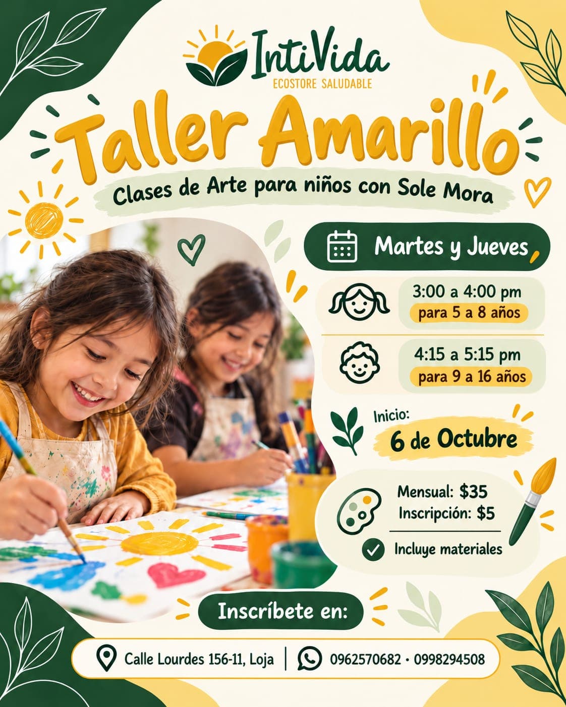 Taller Amarillo: inicio de clases de arte para niños en Loja